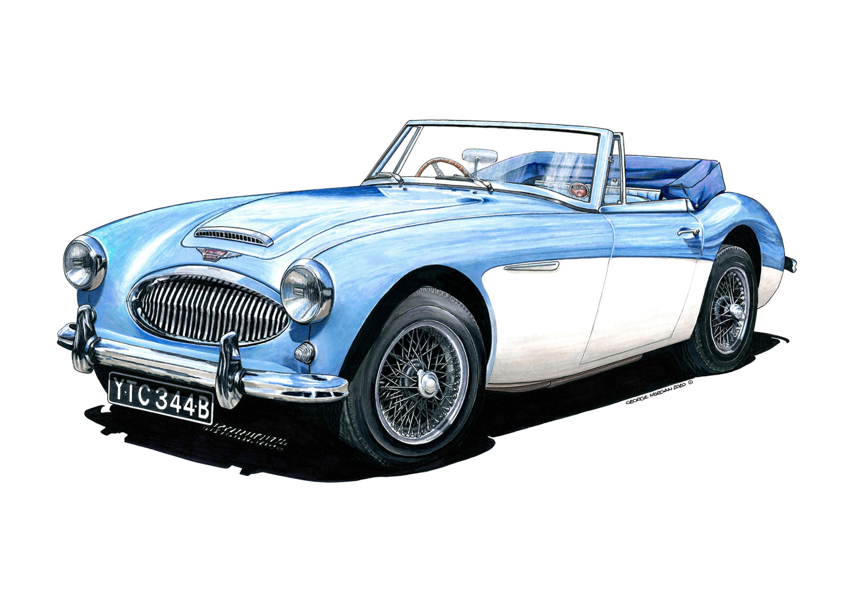 gâteau d'anniversaire Austin Healey-Noir Blanc Voiture Modèle gâteau d'anniversaire Austin Healey-Noir Blanc Voiture Modèle