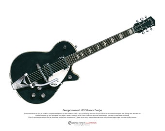 George Harrison's 1957 Gretsch Duo Jet ART POSTER A3 size