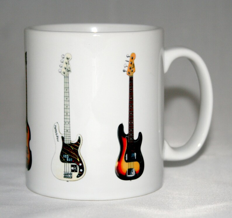 Bass Guitar Mug. 5 Famous Bass Guitars on a Mug. Etsy