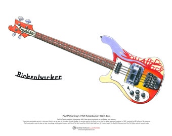 Paul McCartney's 1964 Rickenbacker 4001S Bass ART POSTER A3 size