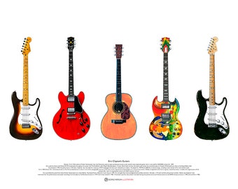 Eric Clapton’s 5 Famous Guitars ART POSTER A2 size