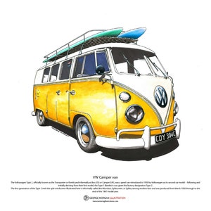 VW Split Screen Campervan ART POSTER - A3 size