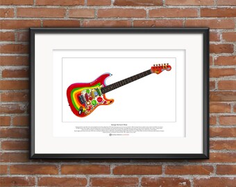 George Harrison's Stratocaster Rocky guitar Signed Limited Edition Fine Art Print A3 size