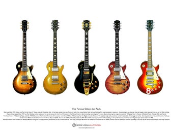 Famous Gibson Les Paul Guitars ART POSTER A3 size