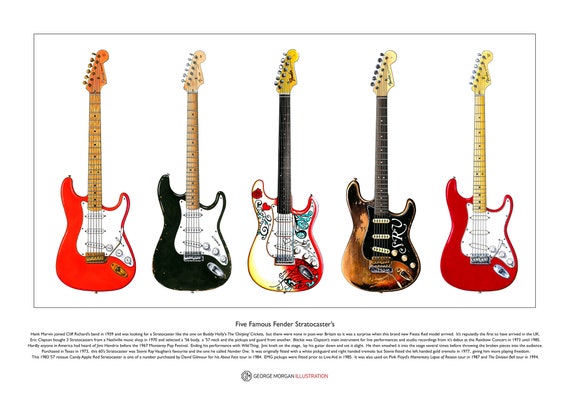 Buy Famous Stratocaster Guitars Limited Edition Fine Art Print A3