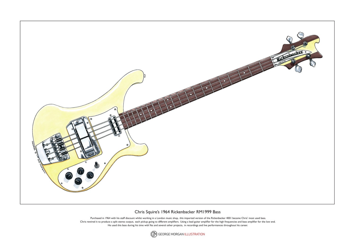 Chris Squire s Rickenbacker RM1999 Bass Limited Edition Fine Art Print A3 size
