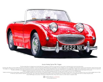 Austin-Healey Sprite Mk1 Frogeye ART POSTER A3 taille
