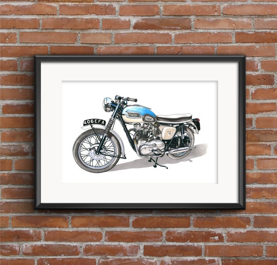 Triumph Bonneville T120 Pre Unit Motorbike Poster Print A1 Etsy