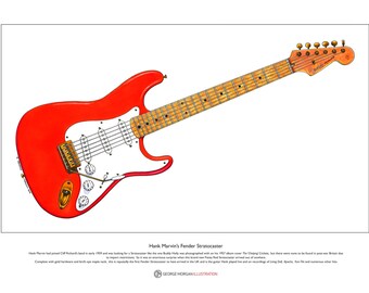 Hank Marvin's Fender Stratocaster Limited Edition Fine Art Print A3 size