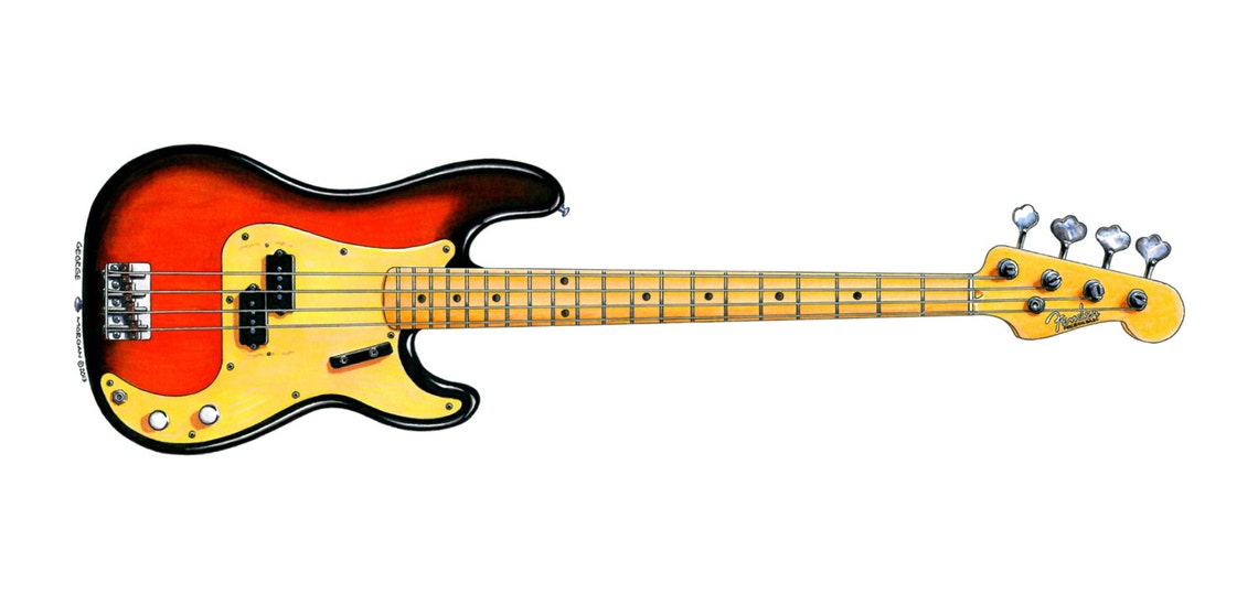 Duck Dunn's 1958 Fender Precision Bass Greeting Card DL Etsy