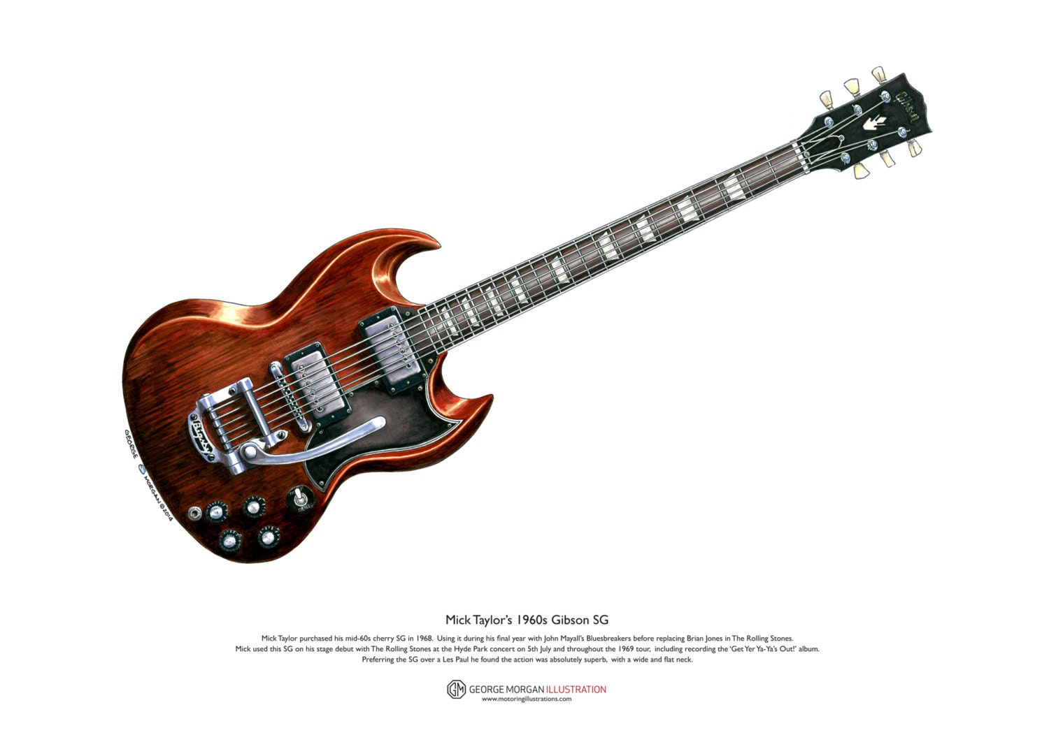 Mick Taylors Gibson SG Art Poster A3 Size Etsy