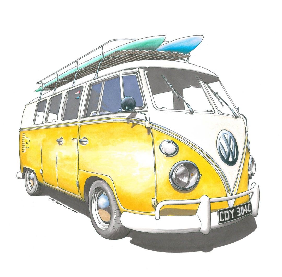 VW Campervan Square Greeting Card - Etsy