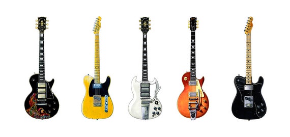 Keith Richards Famous 5 Guitars Greeting Card DL size