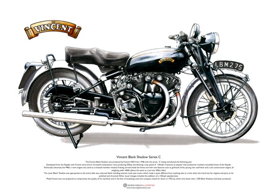 Vincent Black Shadow Series C ART POSTER A3 size