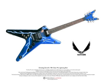 Dimebag Darrell's 1981 Dean ML Lightning Bolt ART POSTER A3 size