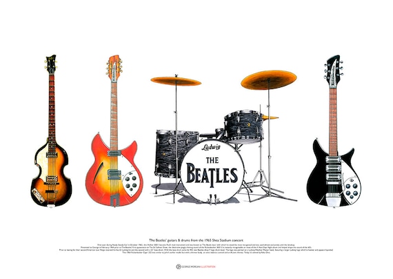 The Beatles’ Guitars ART POSTER A2 size