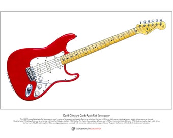 David Gilmour’s Candy Apple Red Stratocaster Ltd Edition Fine Art Print A3 size