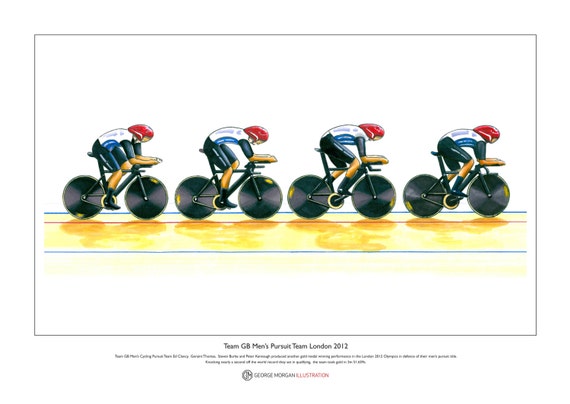 Ltd Edition Fine Art Print A3 size Team GB Women/'s Cycling Pursuit Team 2012
