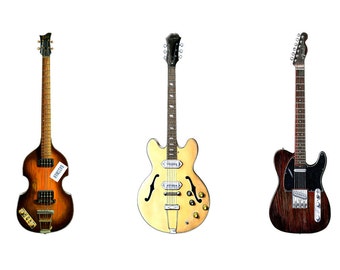 Las guitarras de los Beatles del concierto de Apple en la azotea Tarjeta de felicitación, TAMAÑO DL