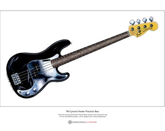 Phil Lynott's Fender P Bass Limited Edition Fine Art Print A3 size