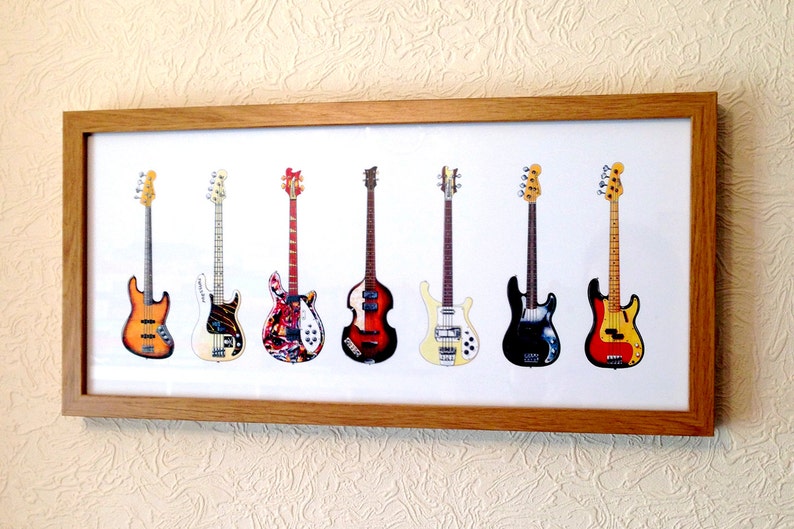 Bass Guitar Panorama Print. 7 Famous Bass Guitars image 2