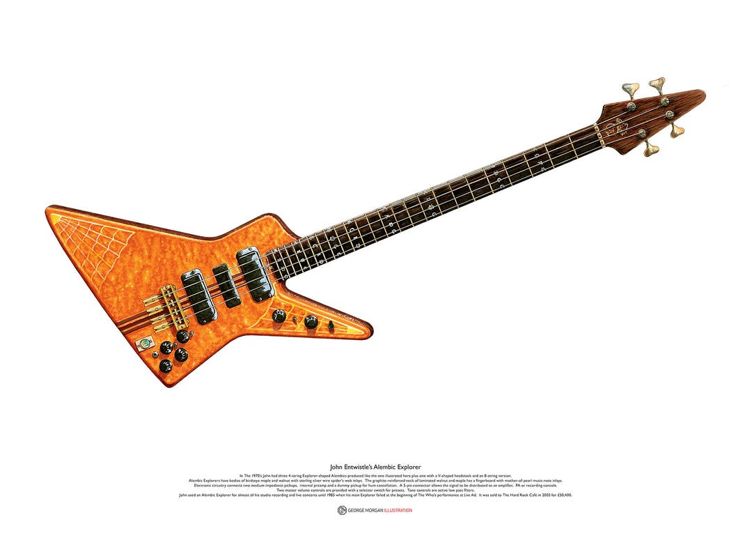 John Entwistles Alembic Explorer Guitar ART POSTER A2 Size Etsy