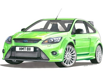 Ford Focus RS Mk2 Greeting Card A5 size