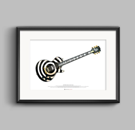 Zakk Wylde s Gibson Les Paul Custom Bullseye Guitar ART POSTER A2