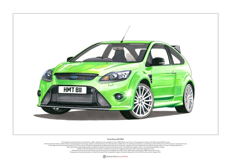 Ford Focus RS Mk2 ART POSTER A2 size image 1