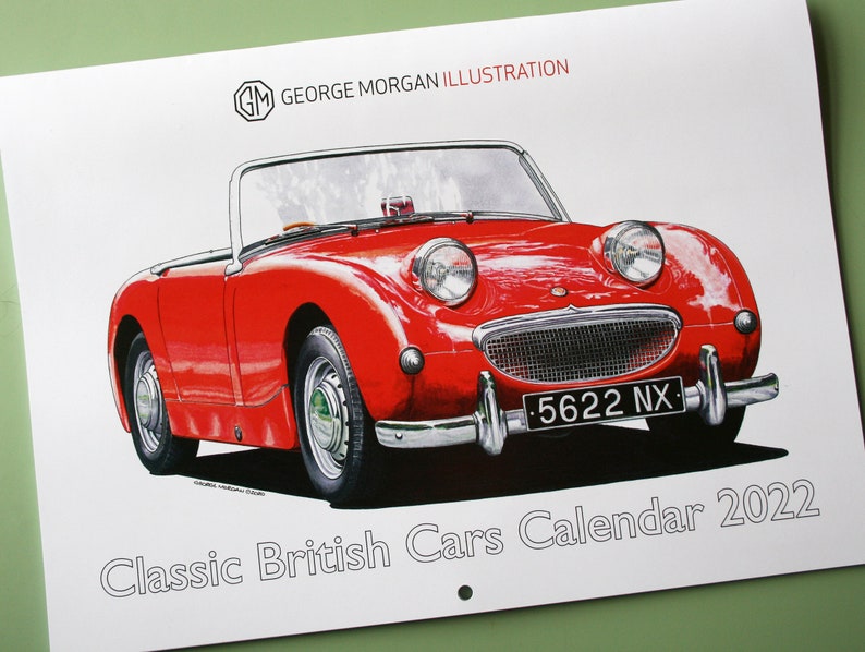 Illustration Classic British Cars Calendar 2022 Etsy