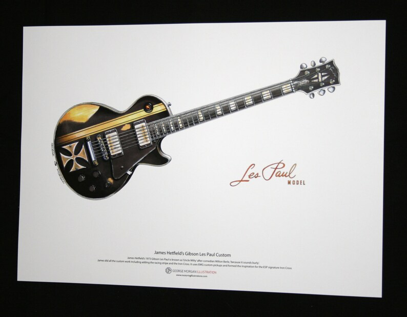 James Hetfield's Gibson Les Paul Iron Cross ART POSTER A3 Etsy