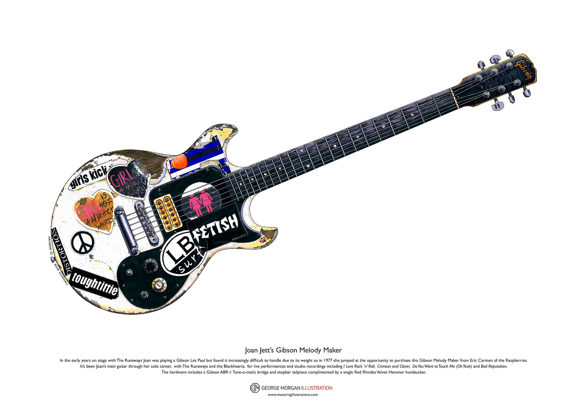 Joan Jett's Gibson Melody Maker ART POSTER A3 size.