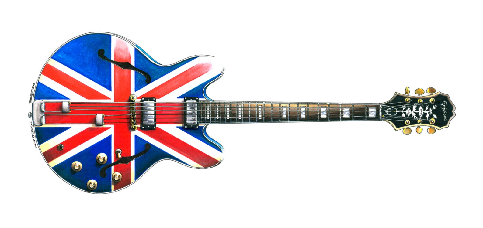 Noel Gallagher's Epiphone Sheraton Union Jack Guitar Etsy UK