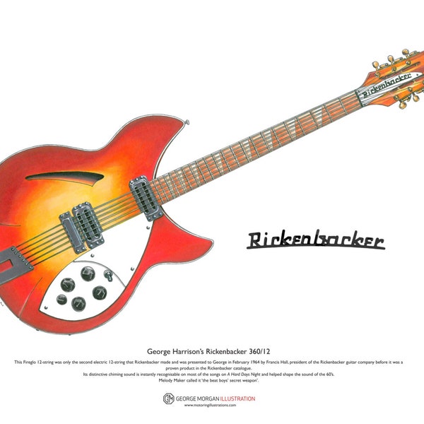 George Harrison 1964 Rickenbacker 360/12 ART POSTER A3 tamaño