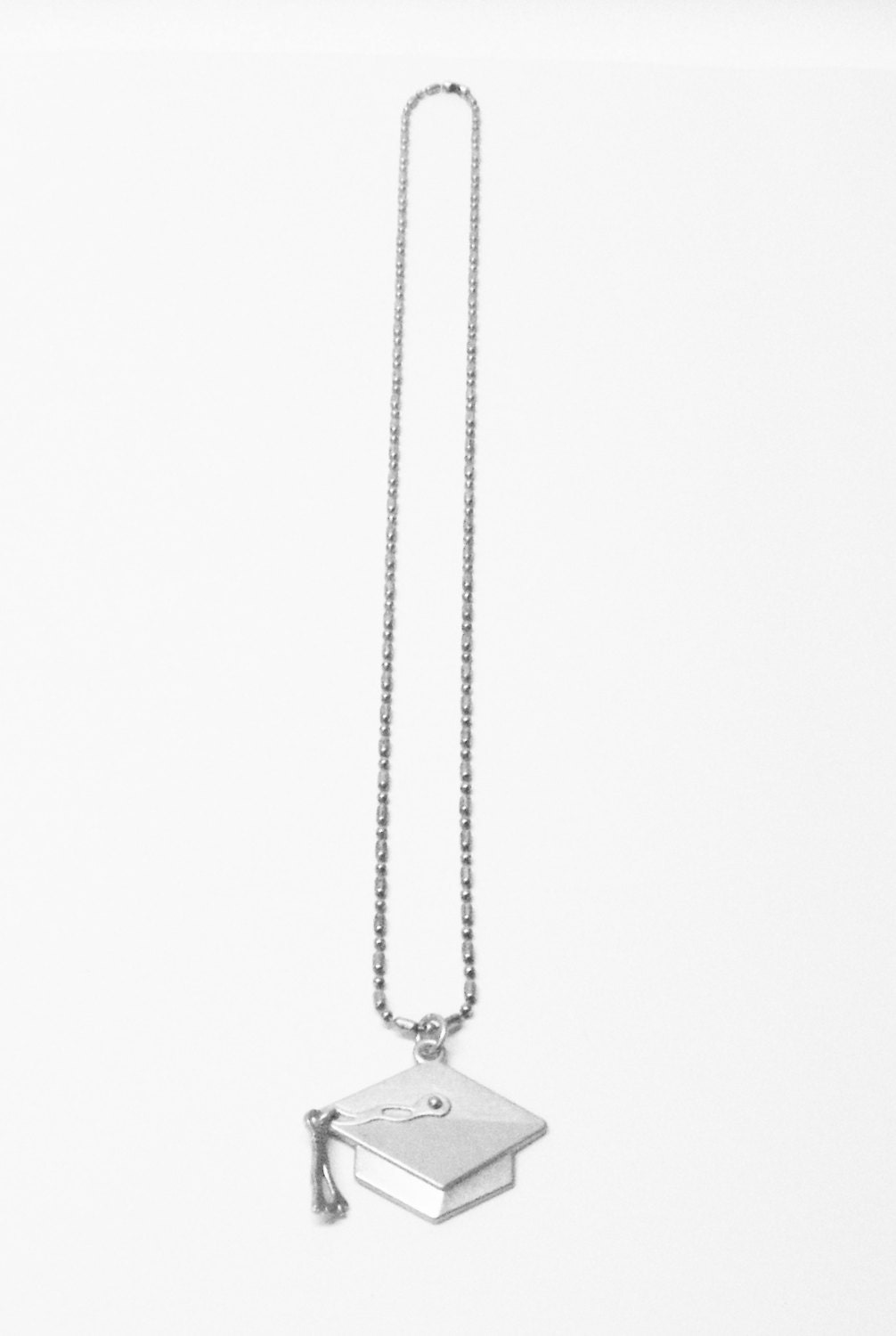 Brushed Silver Plated Graduation Cap W/tassel Charm Necklace Etsy