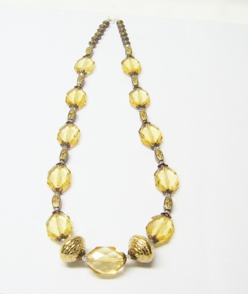 Olive Green Rectangle wGold Acrylic Bead NecklaceEarrings Set
