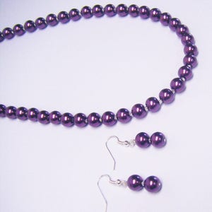 8mm Burgundy Wine Glass Pearl Necklace/Earrings image 6