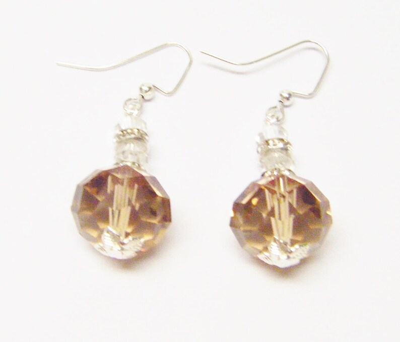 Smoky Topaz AB Crystal Rondelle Faceted Glass Bead NecklaceBraceletEarrings