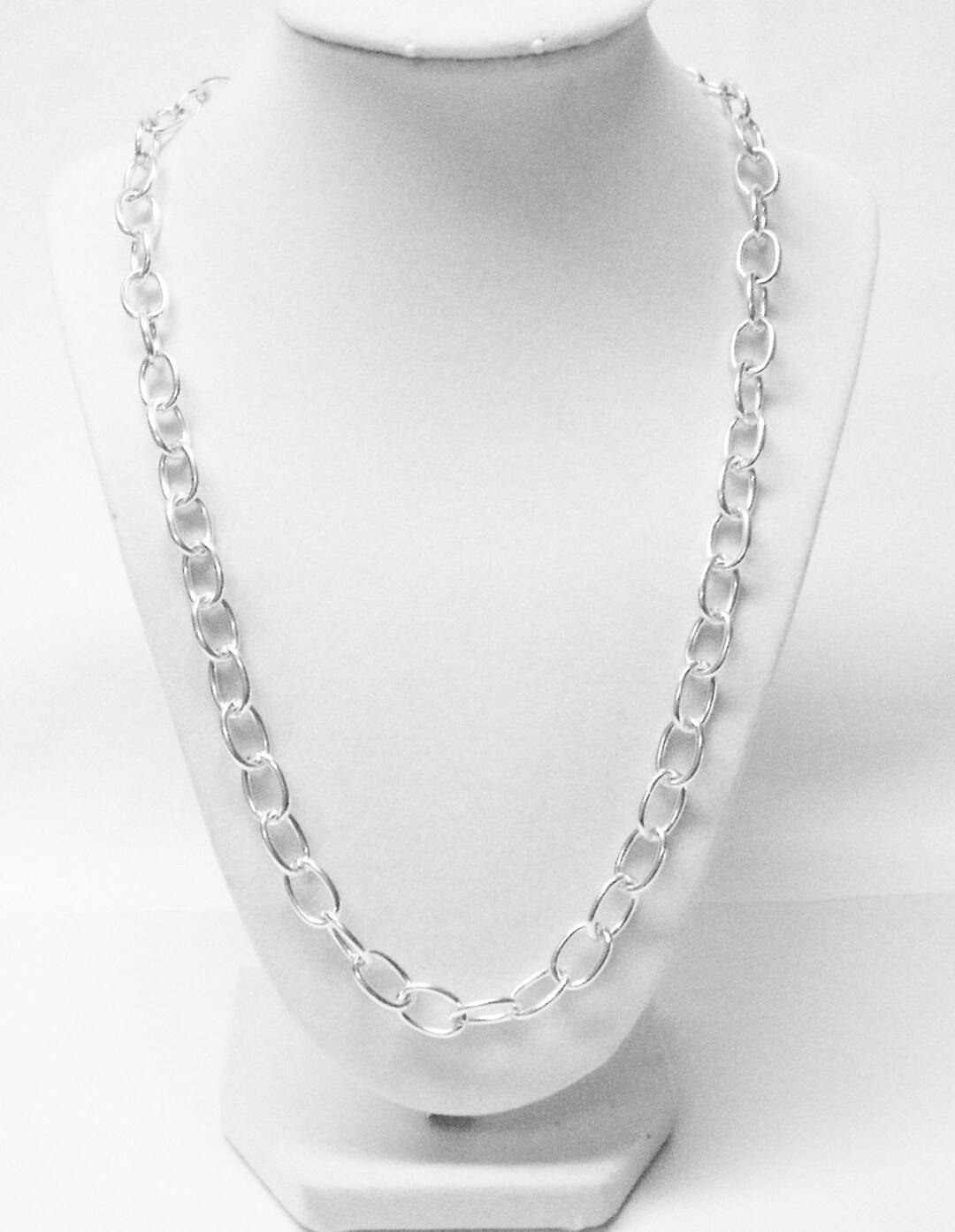 23 Inch Fancy Shiny Silver Plated Chain Necklace - Etsy Australia