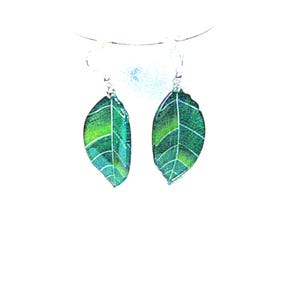 Green Acrylic Leaf Dangle Earrings