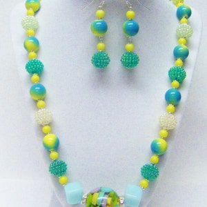 Assorted Chunky 24 Fun Acrylic Bead Necklace & Earrings Set image 1