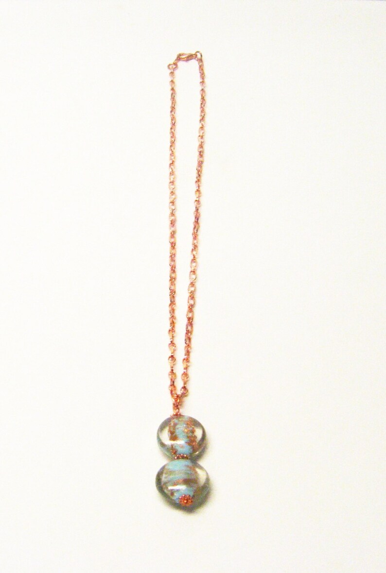 White Gold Foil-lined Blue Bead Pendant Necklace /& Earrings Set