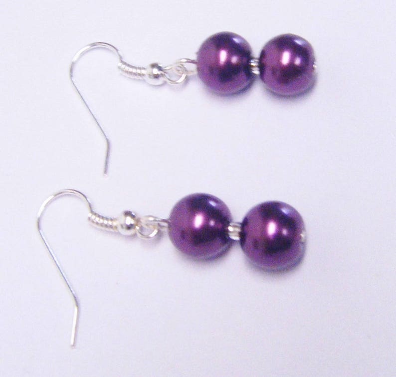 8mm Burgundy Wine Glass Pearl Necklace/Earrings image 7