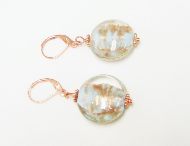 White Gold Foil-lined Blue Bead Pendant Necklace /& Earrings Set