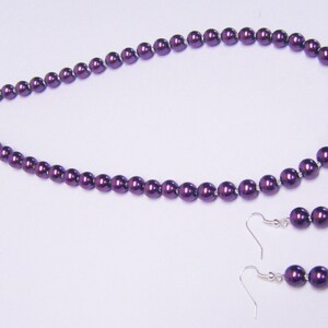 8mm Burgundy Wine Glass Pearl Necklace/Earrings image 5