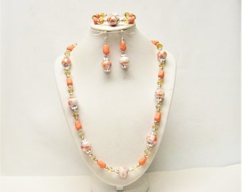 Shiny Round White/Light Purple/Melon Crystal Ceramic Bead Necklace/Bracelet/Earrings