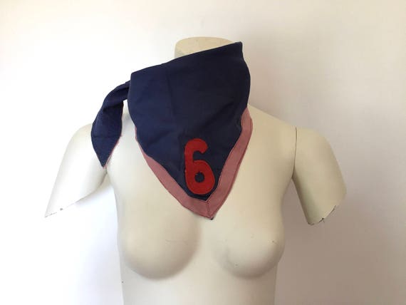 vintage 50s blue bandana scarf triangle hipster c… - image 2