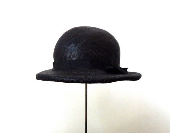 black straw hat 30s black hat vintage black hat b… - image 2