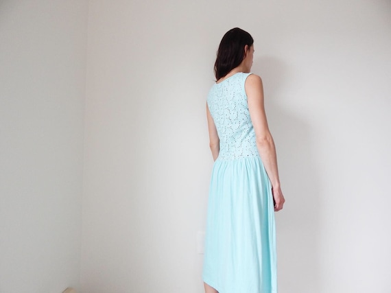 vintage 90s light aqua blue sun dress lightweight… - image 6