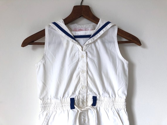 vintage girls nautical romper easter dress jumper… - image 1